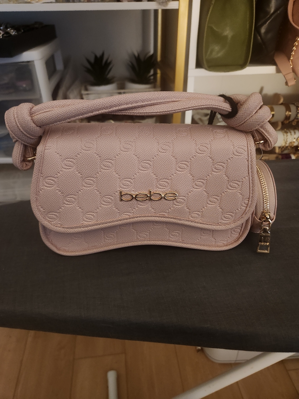 BeBe Blush Pink Knotted Handle Mini Shoulder Bag